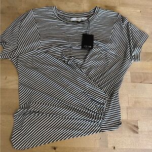 NWT Joe's Jeans Chloe crossover Black and ivory Striped Top